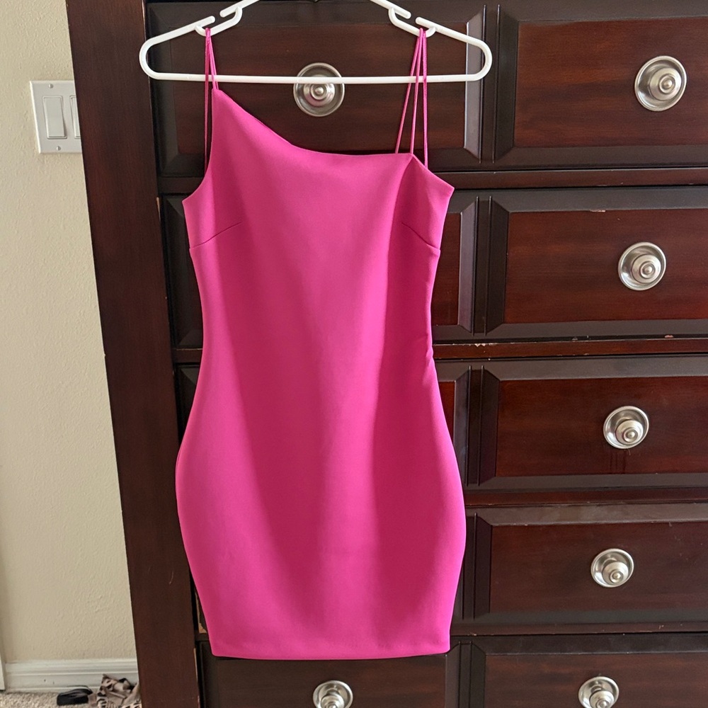 Guess Fuchsia Mini Dress with Spaghetti Straps